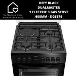 Defy Black Dualmaster 1 Electric 3 Gas Stove - 600MM DGS679