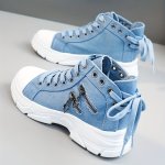 New Canvas High Top Women's Shoes 2024 Spring Summer Breathable Thick Bottom Heightening Casual Shoes Canvas Shoes
