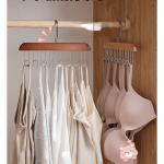 1PC Multi-hook Wooden Underwear Hanger Durable Clothes Drying Rack For Ties Camisoles Scarves Belts Household Storage Organizer