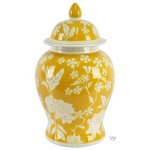 Yellow And White Ginger Jar