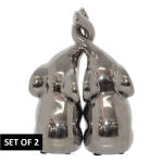 Set Of 2 Silver Elephant Figurines