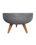 Rustic Bowl Japi Planter Cache Pot With Stand JVRD45 - Black Slate