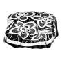 Black & White Flower Motif Round Tablecloth