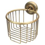 Vintage Toilet Paper Holder Wall Mount Antique Brass Toilet Paper Holder Roll Tissue Wire Basket Bathroom