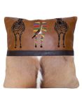 Ls-afzbun Full Grain Leather With Bottom Springbok Hide Cushion Cover