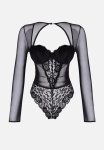 Black Knitted Jersey Bodysuit