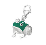 C81 - 925 Sterling Silver Frog Prince With Crown Charm Dangle