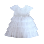 Little Girls Pretty Tiered White Party Dress In Soft Tulle