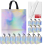 15 Glossy Iridescent Reusable Gift Bags & 100 Gift Wrap White Tissue Paper