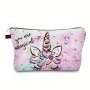 Cartoon Unicorn Print Makeup Bag Toiletry Pouch Adorable Roomy Travel Water Resistant Cosmetic Bag Accessories Organizer Holiday Gift For Ladies And Women