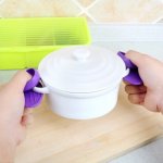2 4PCS Oven Mitts Baking Gloves Oven Gloves Silicone Heat Insulated Hand Clip Hand Protector Kitchen Accessories