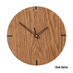 Mika Wall Clock In Oak - 250MM Dia Natural Sleek Black Second Hand