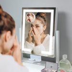 Kottova Vanity Mirror With Lights 14" X 12" LED Makeup Mirror Lighted Makeup Mirror With 10X Spot Mirror Smart Touch 3 Colors Di