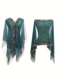 Plus Size Chiffon Shawl Top Elegant Multifunctional Sun Protection Cover Up For Travel Women's Plus Size Clothing