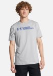 Under Armour Ua Sliced Wordmark 60 40S Tee - Mod Gray & Tech Blue