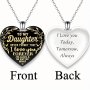 To My Daughter Love Heart Crystal Pendant Black Color Necklace Best Gift For Christmas Birthday Banquet Ornaments