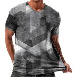 Short Sleeve Tops For Men Trendy Casual V Neck Fitted T Shirt Vintage Abstract Grey Sketch Art Print Basic Tees Lightweight Comf