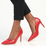 Madison Quinley Stiletto Court - Dark Red Croc - 8
