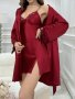 Lace Trimmed Cami Slip Dress And Belted Robe Pajama Set Fall Winter Clothes Cozy And Elegant Details