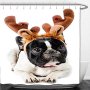 Interestlee Shower Curtain French Bulldog With Reindeer Antlers Isolated On White In Studio Color And Vertical Composition 369546833