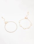 Goldair Gold Flower & Cup Chain Anklets 2-PACK