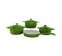 Green 7 Piece Cast Iron Pot Non-stick Coated Cast Iron Cookware Set 7 - Piece