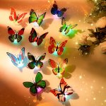 4PCS Multicolor LED 3D Butterfly Decoration Night Light Wall Sticker Light For Garden Backyard Lawn Party Festive Home Decoratio