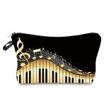 Livel Lhood Musical Note Piano Cosmetic Bag For Women Cute Small Makeup Bag For Purse Travel Toiletry Zipper Pouch For Music Lov