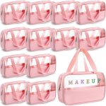 Buryeah 12 Pcs Translucent Make Up Bag Toiletry Organizer For Women Men Waterproof Portable Cosmetic Travel Bag With Hanging Han