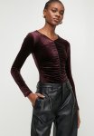 Superbalist Front Ruched Turtle Velour Bodysuit - Choc