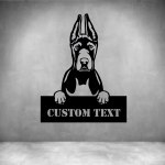 Great Dane Cropped Ears With Custom Text - 450MM Rust Coat