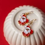 Father Christmas Novelty Earrings Assorted Styles - Red & White Santa