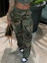 Camo Print Flap Pockets Cargo Pants Casual Straight Leg Pants For Spring & Summer Women's Clothing