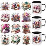 Dorsbaby 12PCS Watercolor Book Lovers Uv Dtf Cup Wrap Uv Dtf Cup Wraps Suitable For Mugs Glasses Notebooks Computers Tables And
