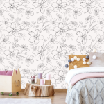 Black Floral Toile Wallpaper - 1.2M Wide X 3M High Non-adhesive Requires Wallpaper Glue