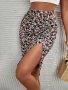 Floral Print Ruched Bodycon Skirt Vacation High Waist Knee Length Split Skirt For Spring & Summer Women's Clothing