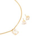 Goldair Gold Cubic Zirconia Pendant Necklace & Stud Earrings Set