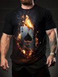 Men's Poker Print T-Shirt Casual Short Sleeve Crew Neck Tee Men's Clothing For Outdoor