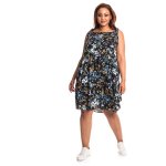 Donnay Plus Size Tie Strappy Tiered Dress - Floral