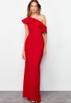 Flounce Elegant Dress - Red