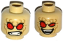 Parts Minifigure Head Dual Sided Alien With Red Eyes Dark Tan Wrinkles Angry Clenched Teeth / Evil Smile Pattern - Hollow Stud 3626CPB1585