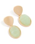Goldair Gold Green Stone Brushed Drop Earrings