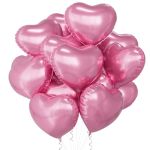 Sulalaboo 15PCS Pink Heart Balloons Helium 18 Inch Heart Shaped Foil Balloons For Valentines Day Mother's Day Engagement Anniver