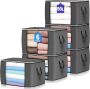 Large Storage Bags 6 Pack Clothes Storage Bins Foldable Closet Organizers Storage Containers With Reinforced Handle For Clothing Blanket Comforters Bed Sheets Pillows