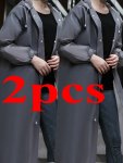 2 Pieces Of Adult Raincoat Windproof And Waterproof Eva Thickened Full Body Jumpsuit Travel Outdoor Cycling Portable Raincoat Wi