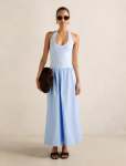 Margot Petite 2 In 1 Halter Midi Dress - 16 Soft Blue