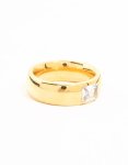 Waterproof Gold Plated Stainless Steel Wide Band Cubic Zirconia Ring - M l