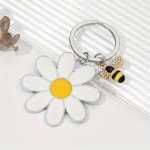 Stainless Steel Keychain Small Flower Key Ring Car Key Pendant