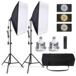Professional LED Softbox Studio Lighting Kit - 2-LIGHT Set + Remote 300W