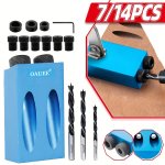 7PCS Woodworking Oblique Hole Drilling Locator Jig For Drilling 15 Degree Angle Drill Guide Set Furniture Jig Joinery Carpentry